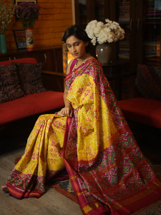 Yellow Rajkot Patola Silk Saree - SRYRPSS192