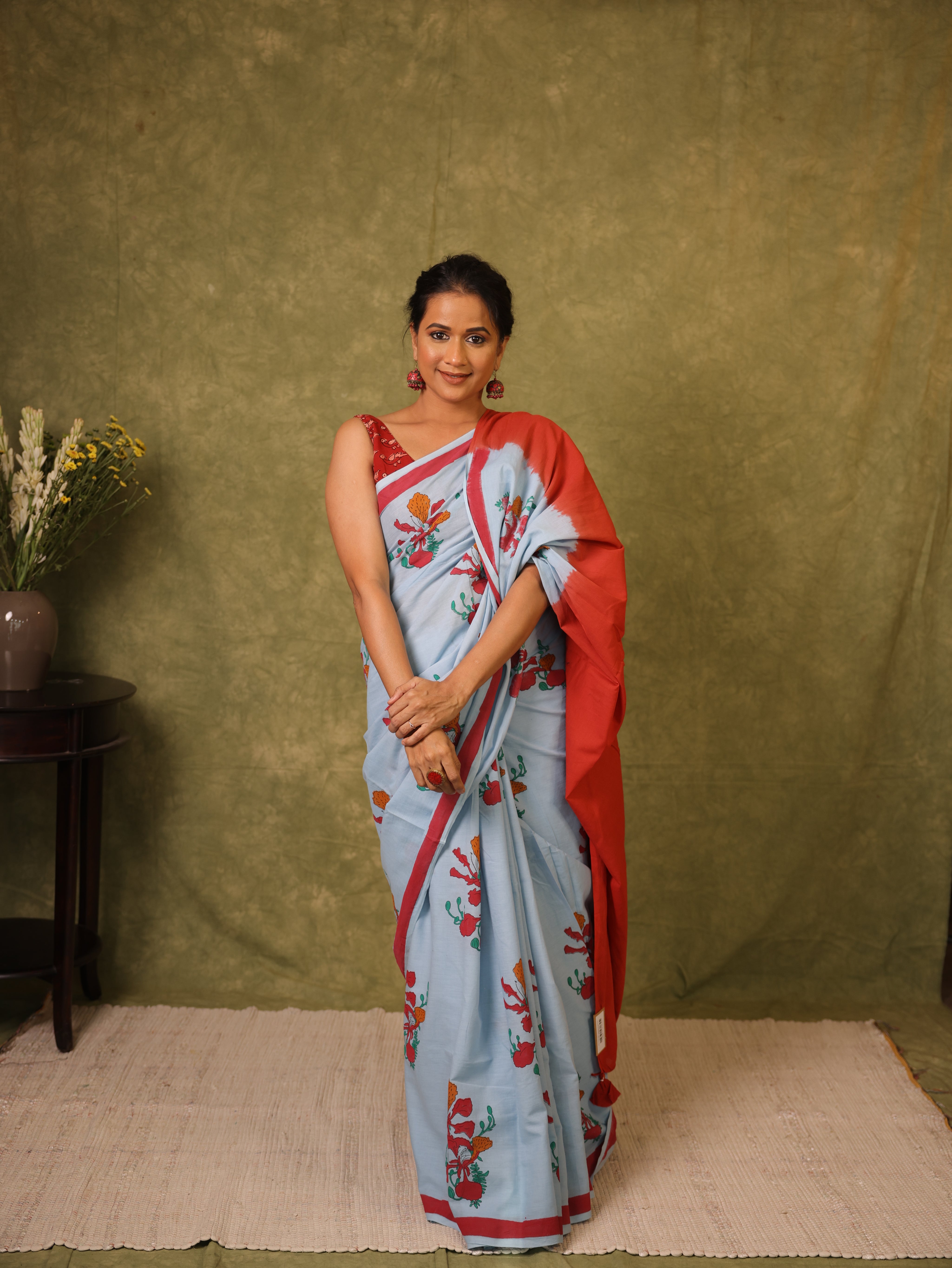 Sky Blue HBP Signature Cotton Saree - SRSBSCS30