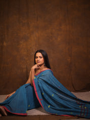 Teal Blue Cotton Jamdani Saree - SRTBCJS161
