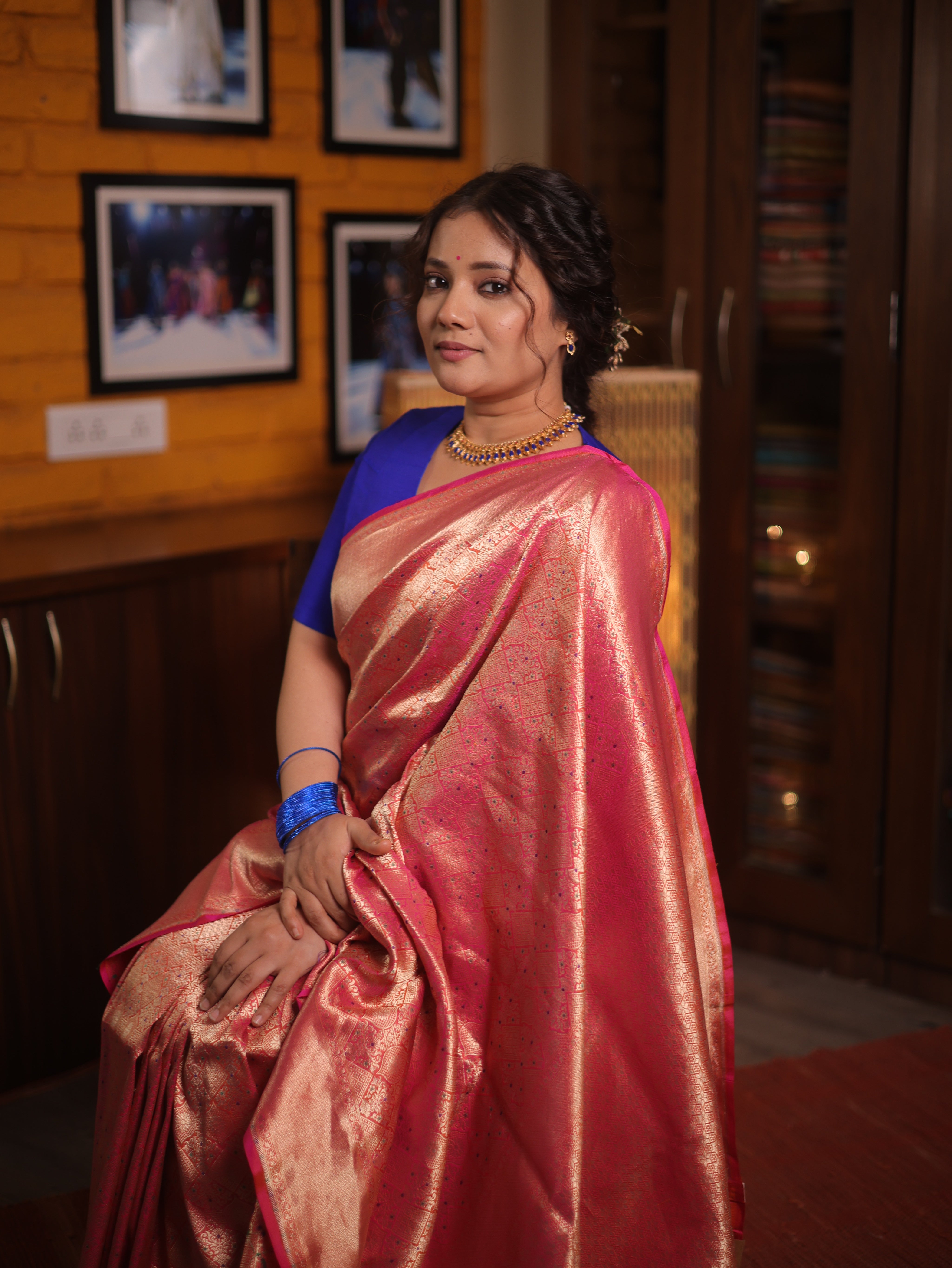 Kesaria Banarasi Silk Saree - Saavari - SSKBSS47