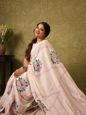 Milky White HBP Signature Cotton Saree - SRMWSCS31