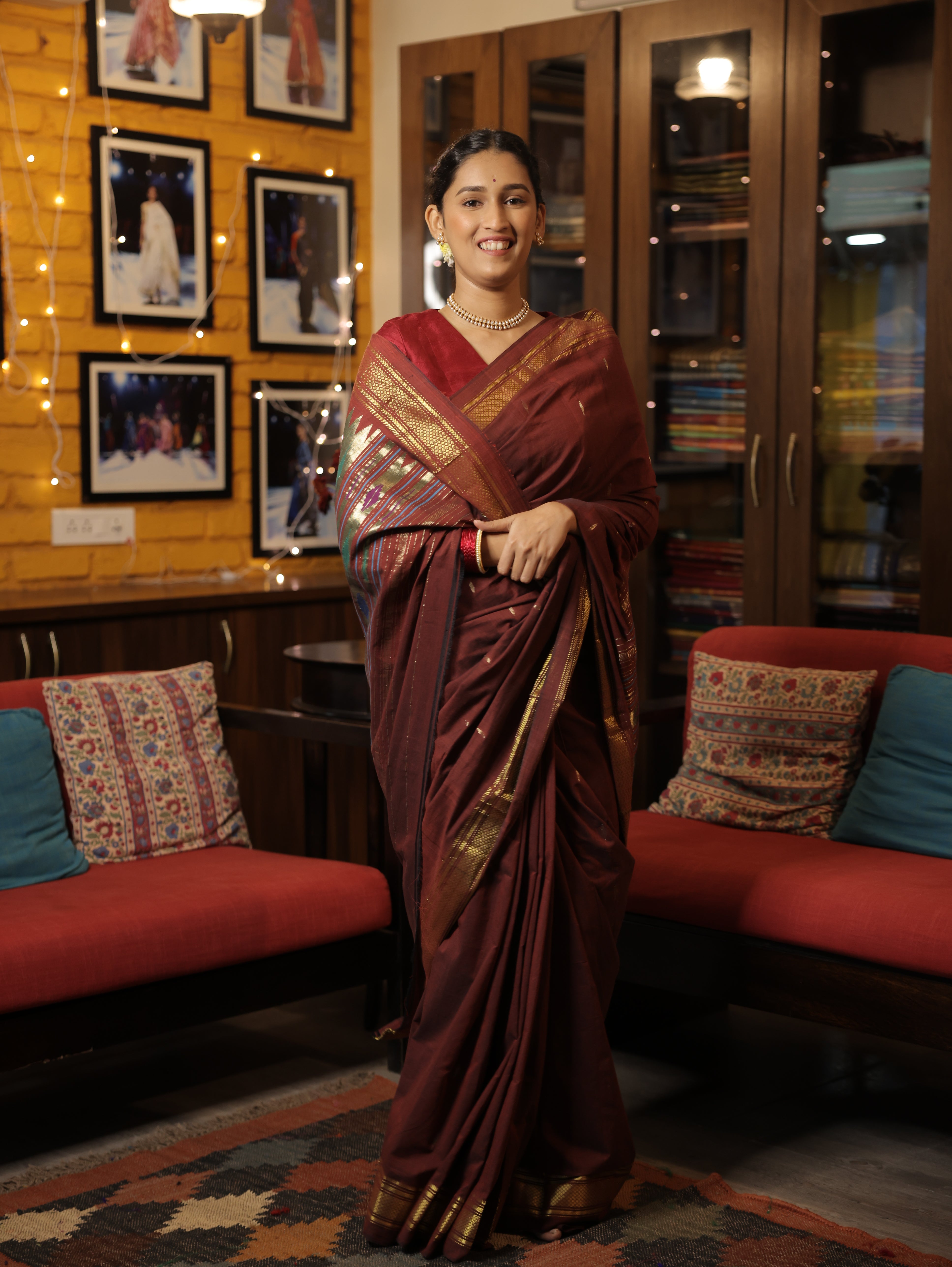 Maroon Cotton Paithani Saree - SRMCPS535
