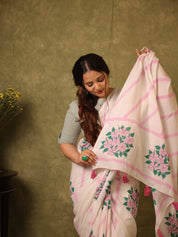 Milky White HBP Signature Cotton Saree - SRMWSCS31