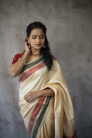 Cream Kanjeevaram Silk Saree-SRCKSS431