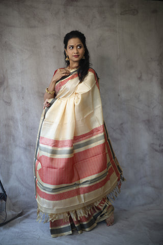 Cream Kanjeevaram Silk Saree-SRCKSS431