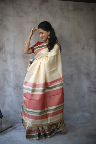 Cream Kanjeevaram Silk Saree-SRCKSS431