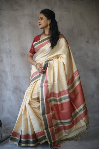 Cream Kanjeevaram Silk Saree-SRCKSS431