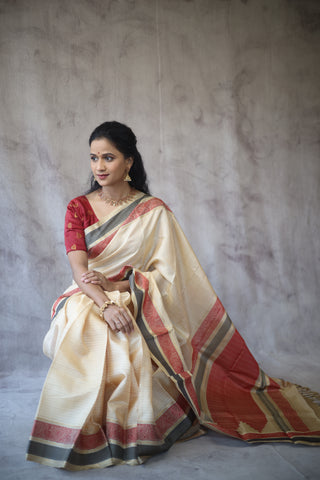 Cream Kanjeevaram Silk Saree-SRCKSS431