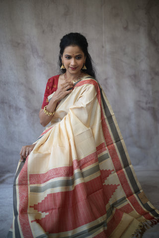 Cream Kanjeevaram Silk Saree-SRCKSS431