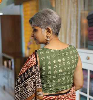 Olive Green HBP Cotton Sleeveless Blouse