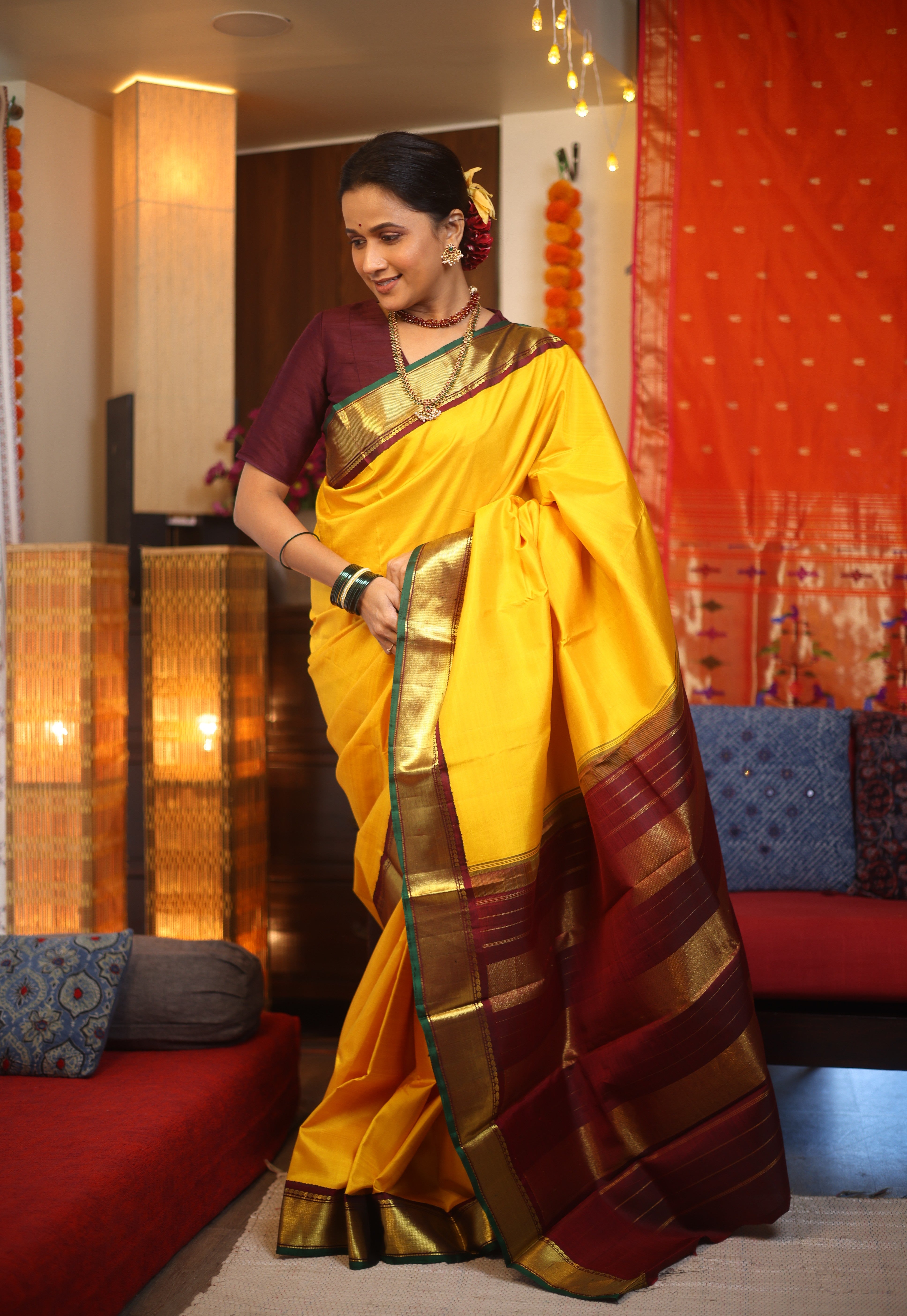 Yellow Kanjeevaram Silk Saree - SRYKSS905