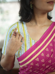 Green Sleeve Cotton Round-Neck Blouse - SRGRNB04