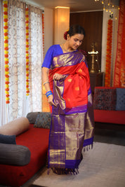 Red Kanjeevaram Silk Saree - SRRKSS903