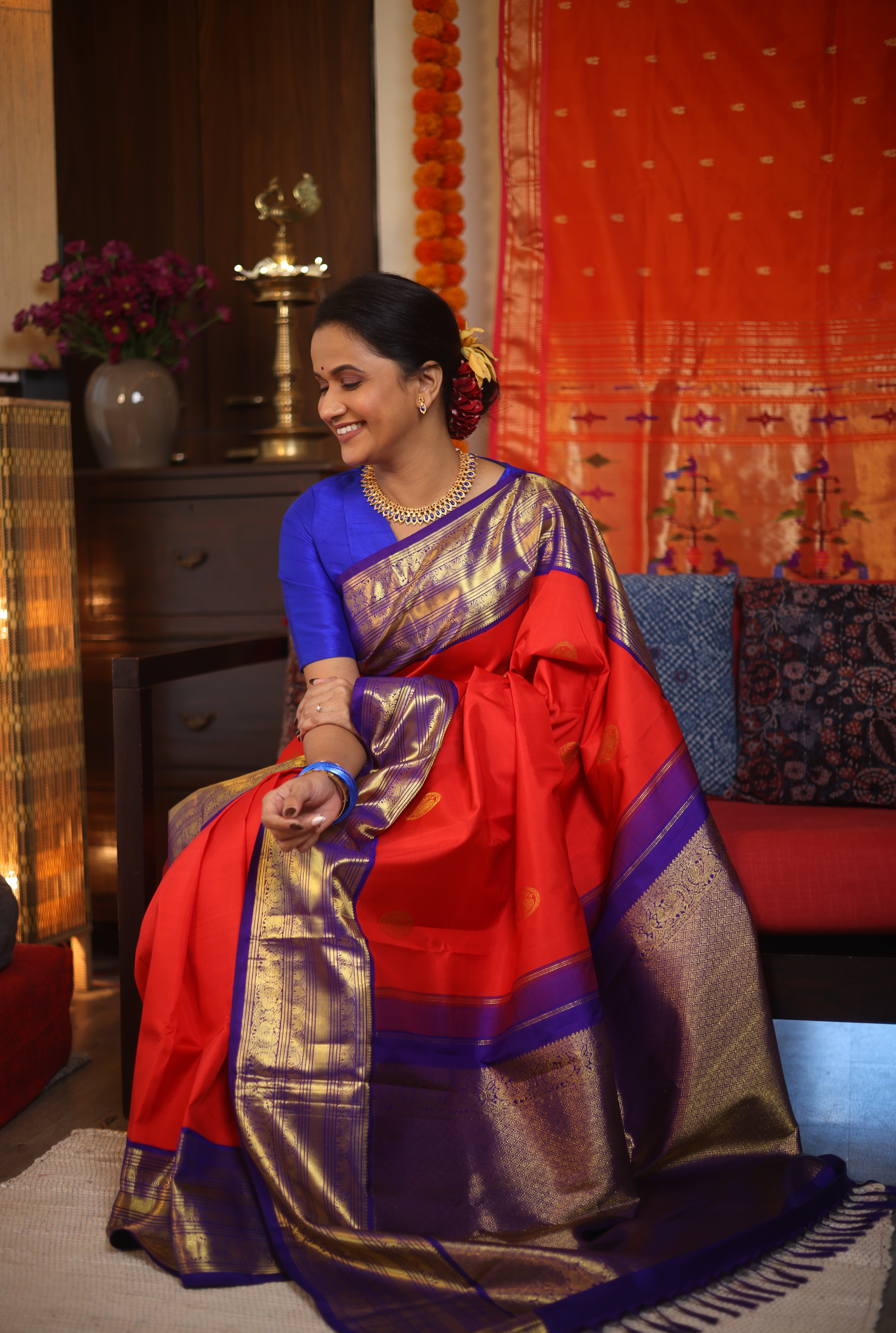 Red Kanjeevaram Silk Saree - SRRKSS903