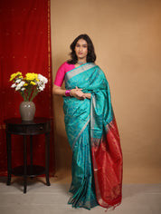 Turquoise Soft Silk Saree - SRTSSS397