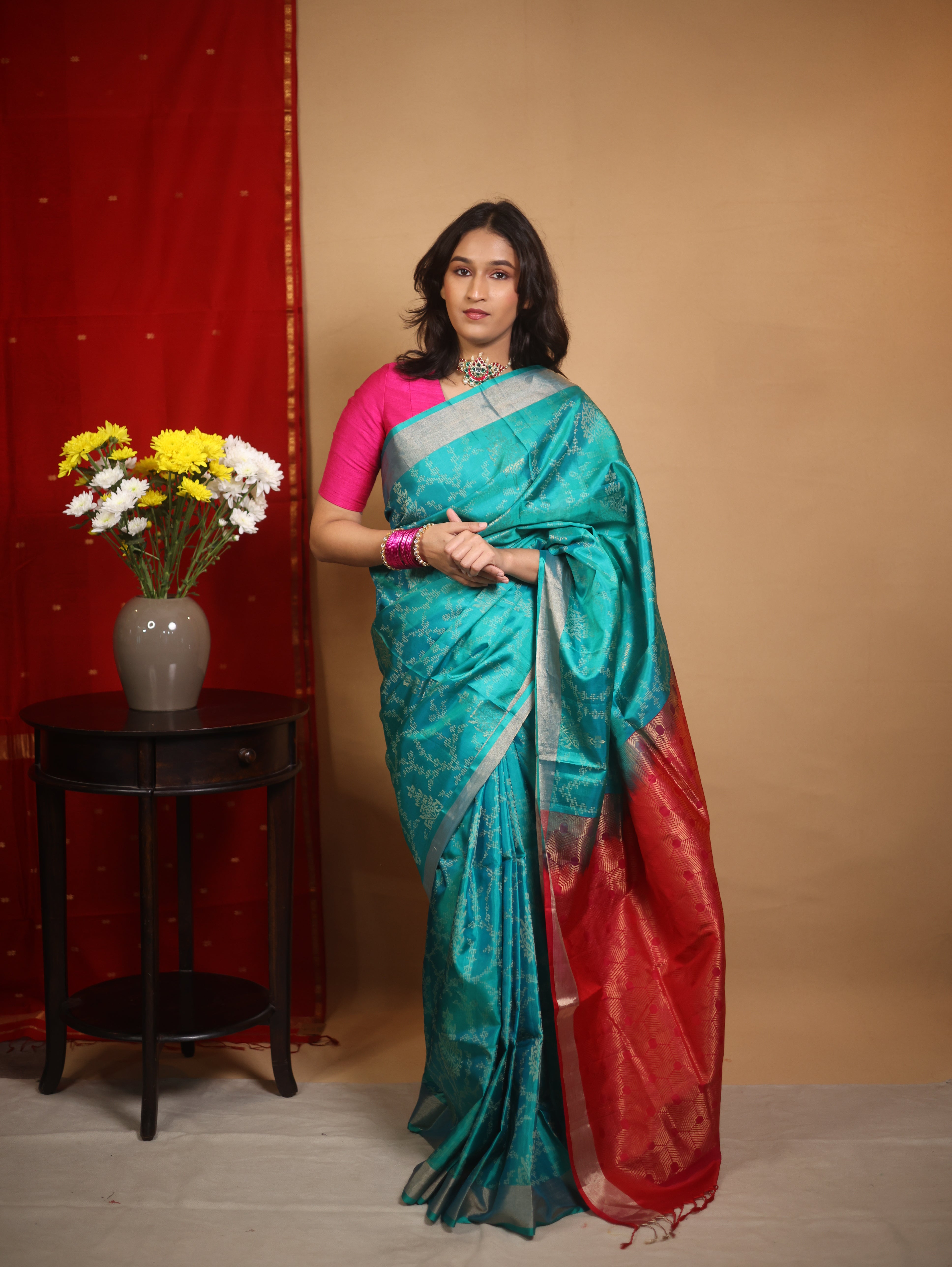 Turquoise Soft Silk Saree - SRTSSS397