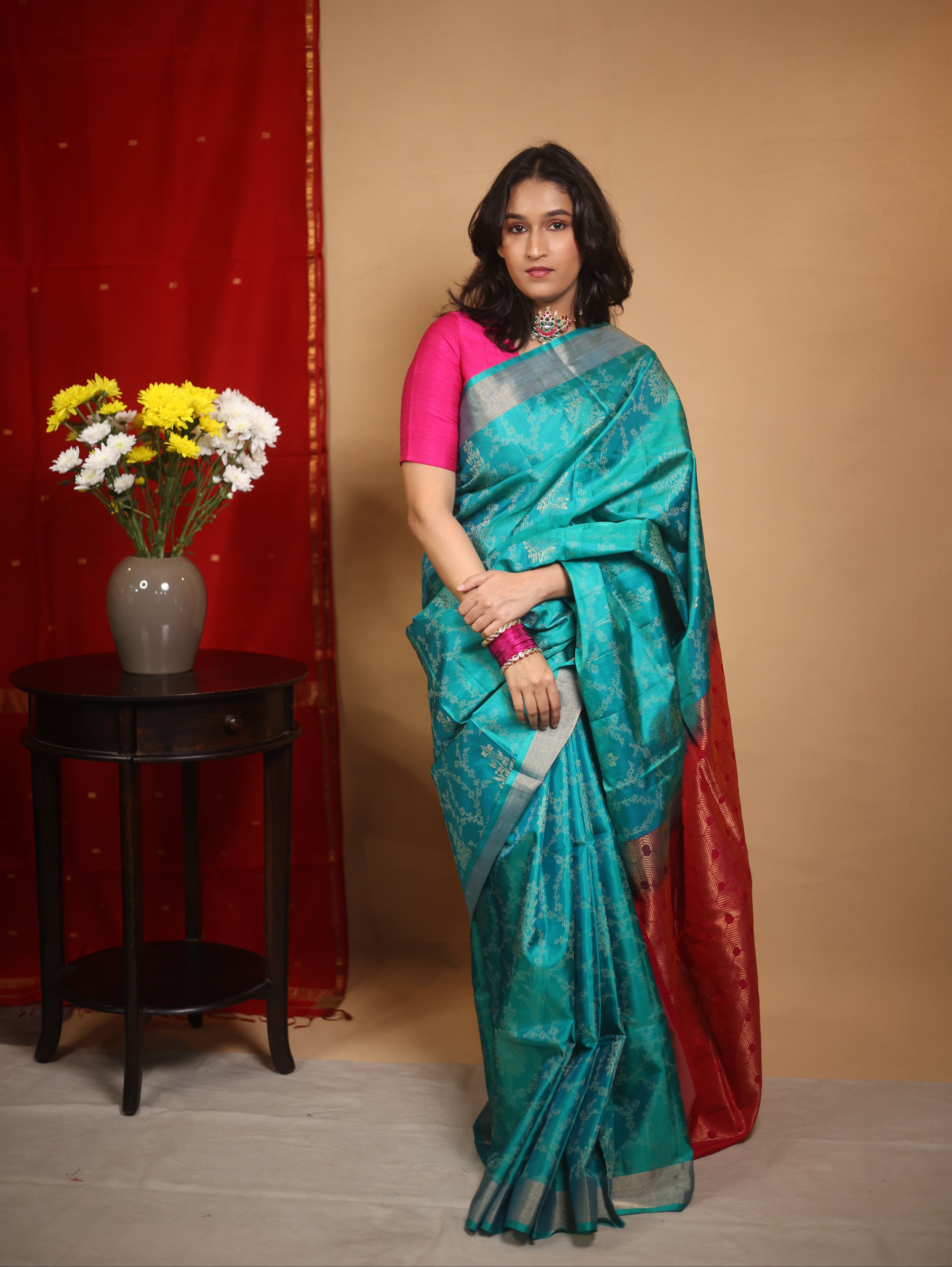 Turquoise Soft Silk Saree - SRTSSS397