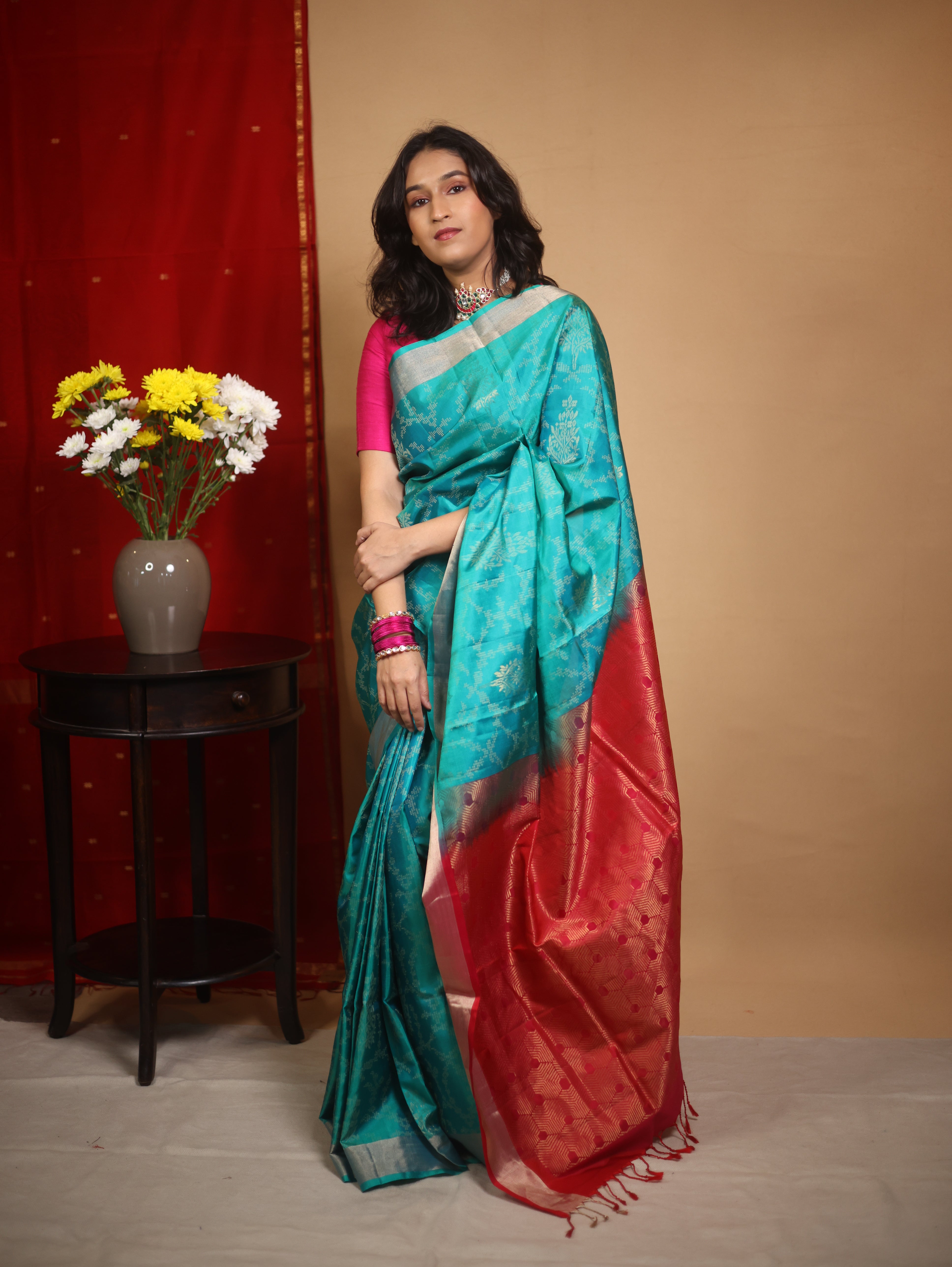 Turquoise Soft Silk Saree - SRTSSS397