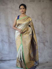 Cream Gadwal Silk Saree - SRCGSS294
