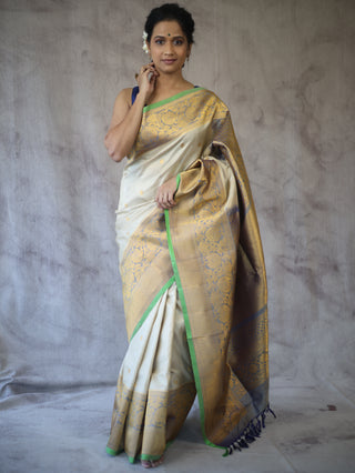 Cream Gadwal Silk Saree - SRCGSS294