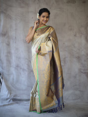 Cream Gadwal Silk Saree - SRCGSS294