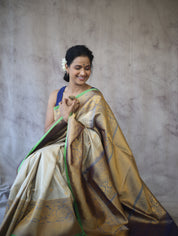 Cream Gadwal Silk Saree - SRCGSS294