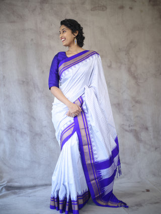 White Silk Ilkal Saree - SRWSIS120