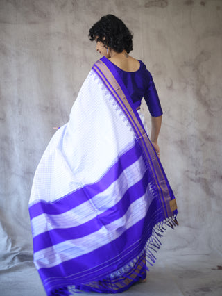 White Silk Ilkal Saree - SRWSIS120