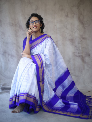 White Silk Ilkal Saree - SRWSIS120