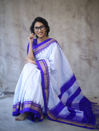 White Silk Ilkal Saree - SRWSIS120