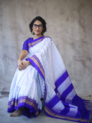 White Silk Ilkal Saree - SRWSIS120