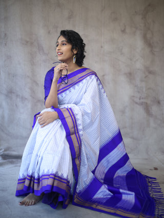 White Silk Ilkal Saree - SRWSIS120