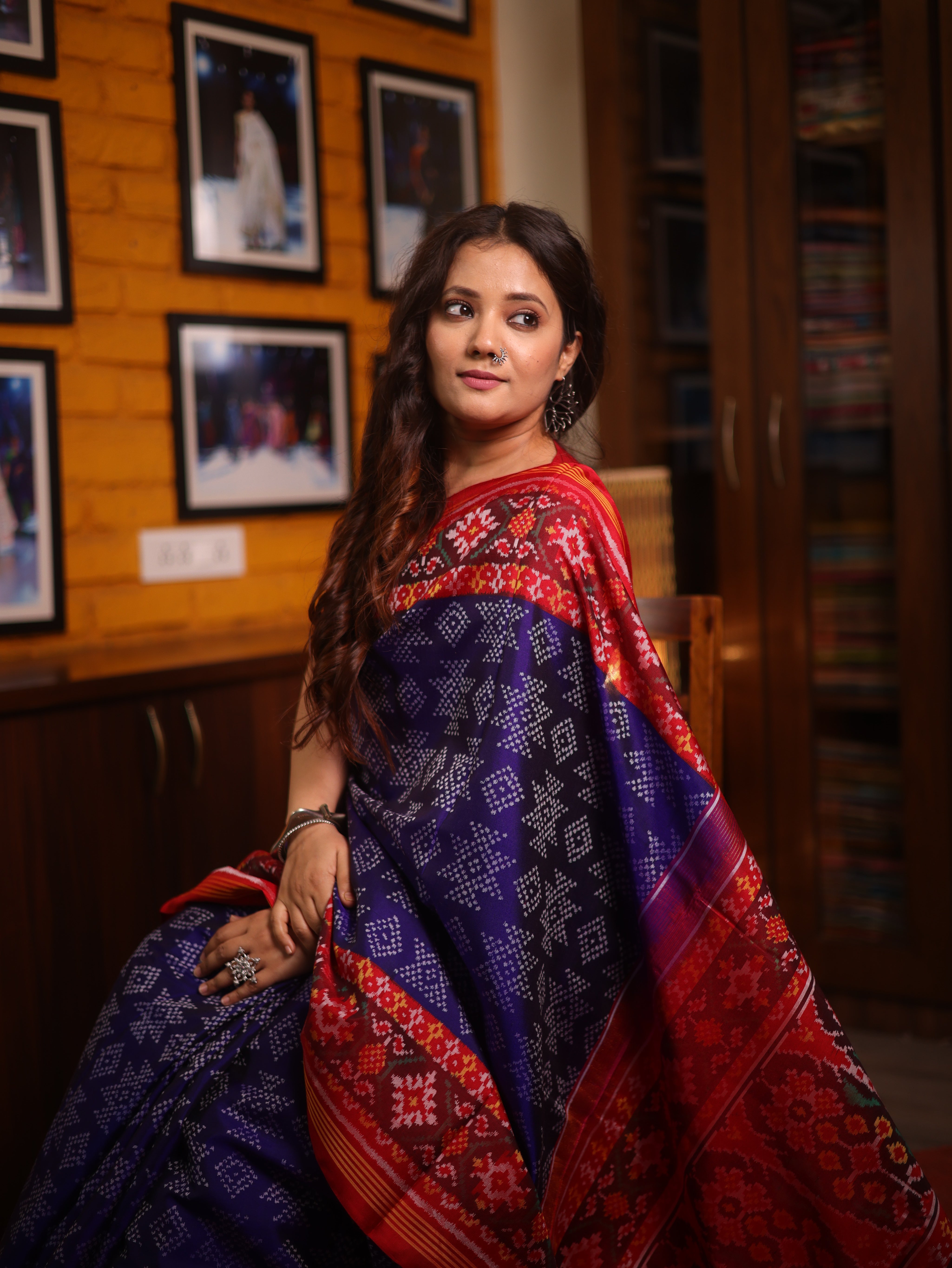 Navy Blue Rajkot Patola Silk Saree - SRNBRPSS543