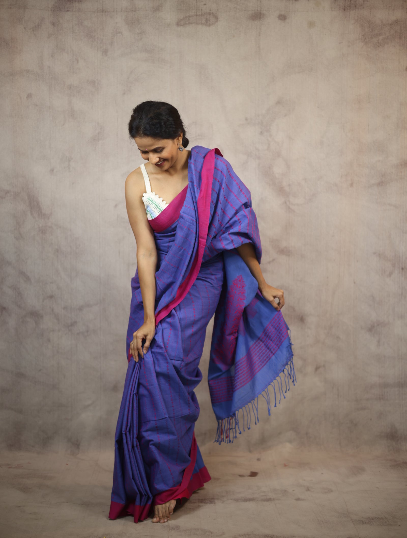 Blue Bengal Cotton Saree - SRBBCS90