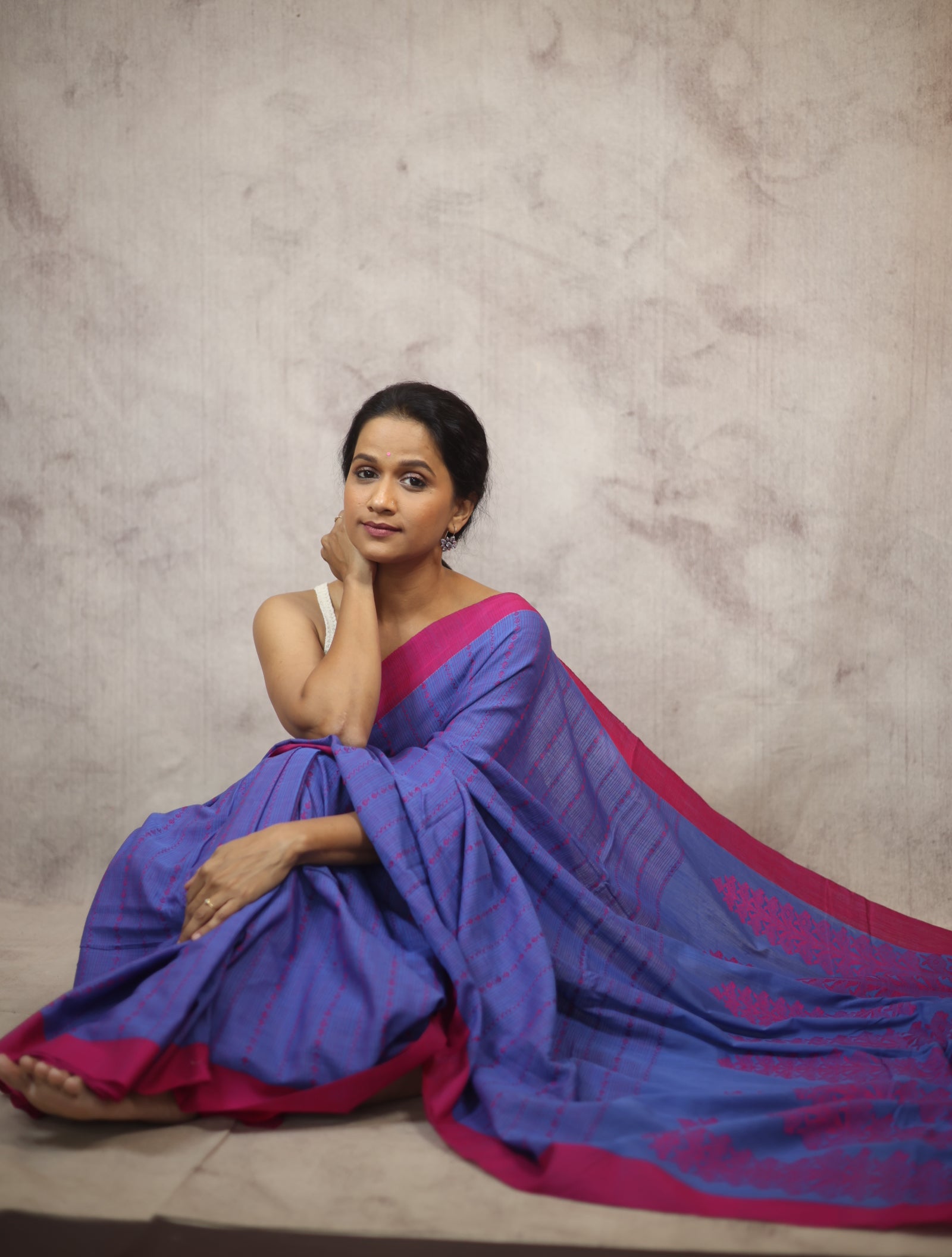 Blue Bengal Cotton Saree - SRBBCS90