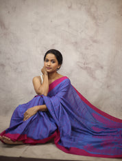 Blue Bengal Cotton Saree - SRBBCS90