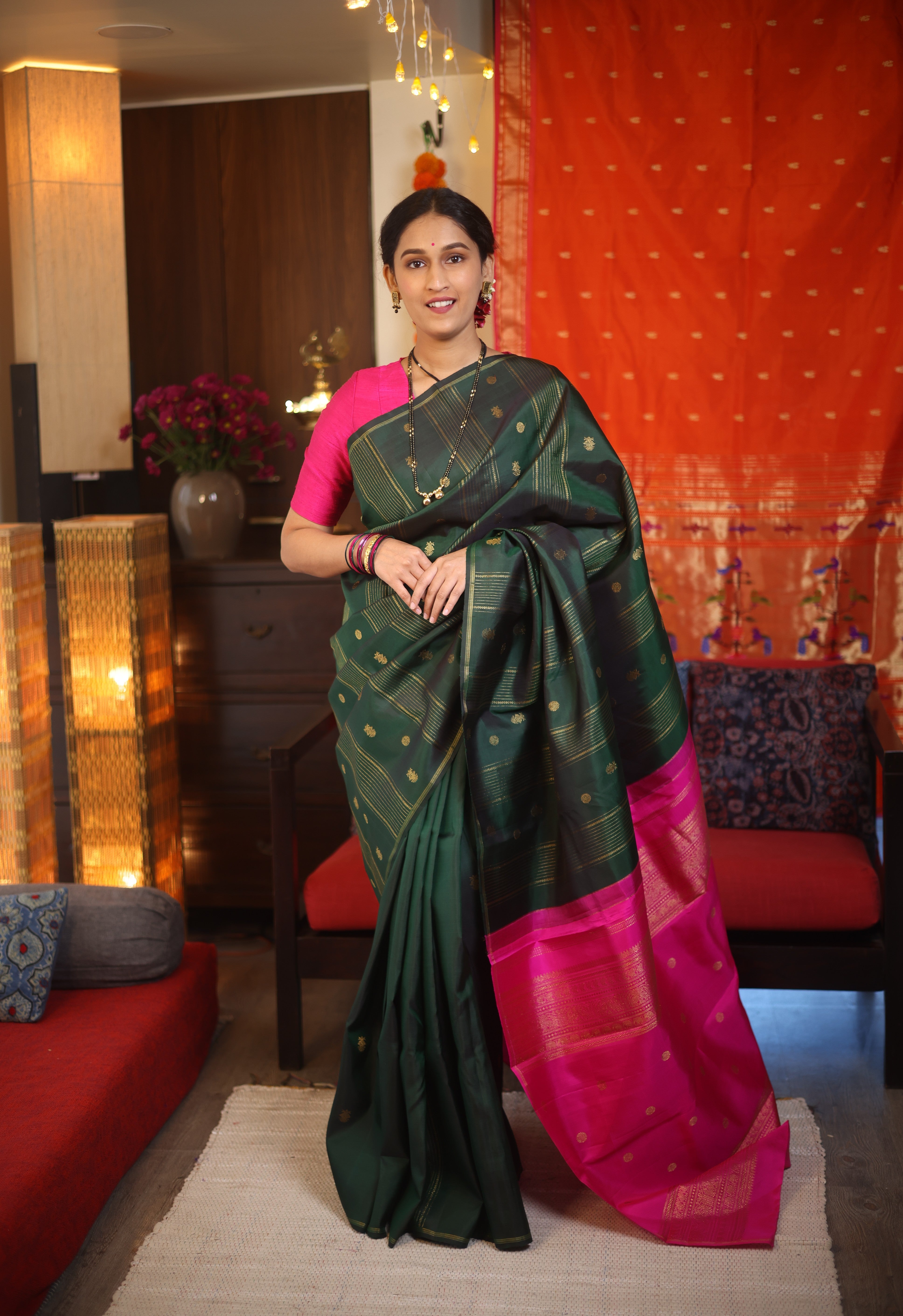 Dark Green Kanjeevaram Silk Saree - SRDGKSS816