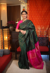 Dark Green Kanjivaram Silk Saree - SRDGKSS816