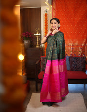 Dark Green Kanjeevaram Silk Saree - SRDGKSS816