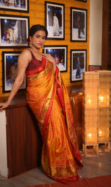 Orange Red Rajkot Patola Silk Saree - SRORRPSS533