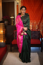 Dark Green Kanjeevaram Silk Saree - SRDGKSS816