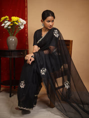 Black Hand Embroidery Organza Sarees - SRBHMOS12