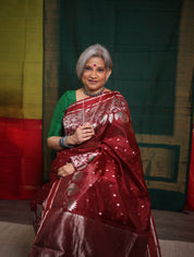 Brown Handborder Chandri Silk Saree - SRBHCSS443