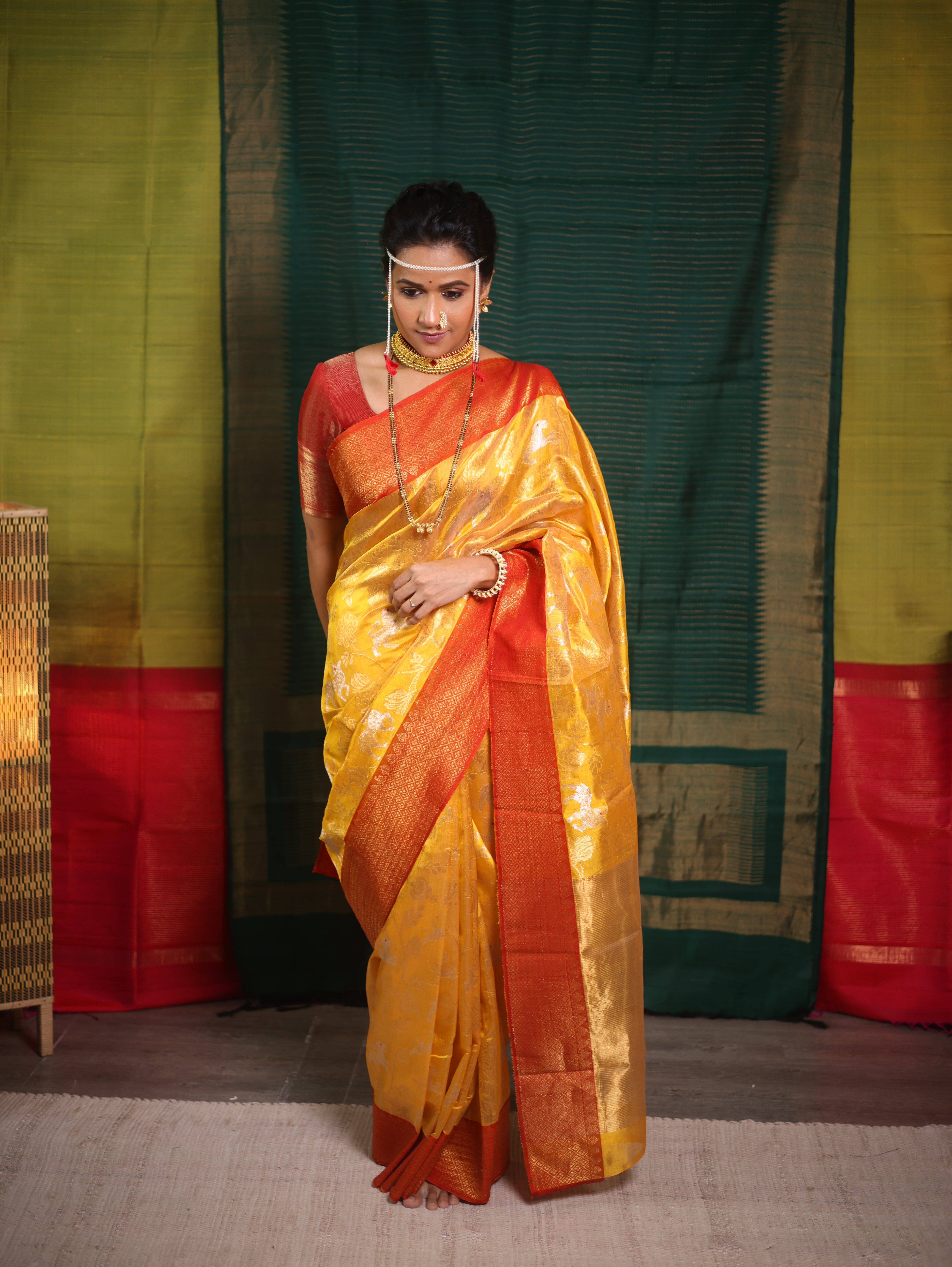 Yellow Zall Work Pattu Chanderi Silk Saree - SRYZWPCSS446