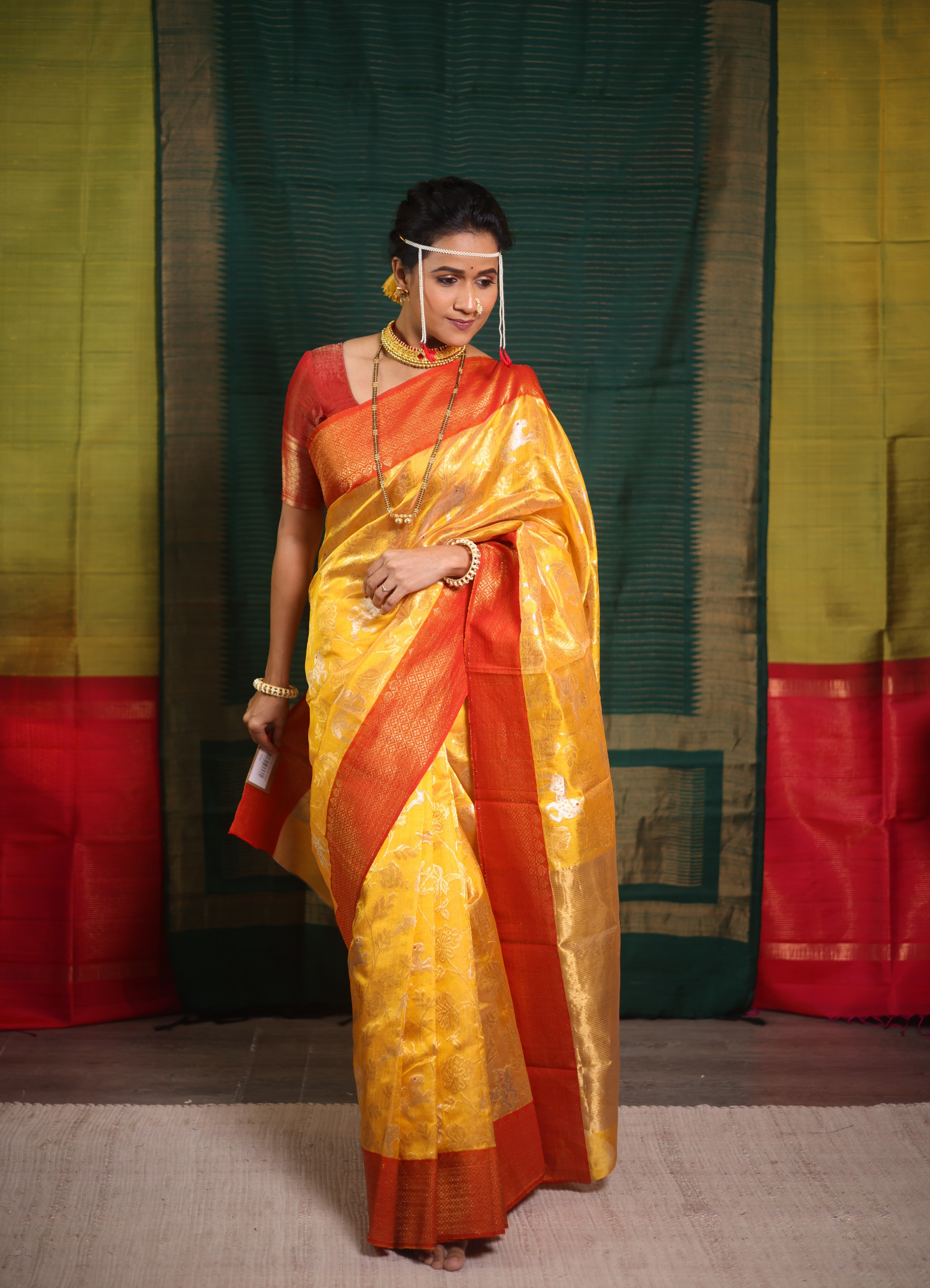 Yellow Zall Work Pattu Chanderi Silk Saree - SRYZWPCSS446