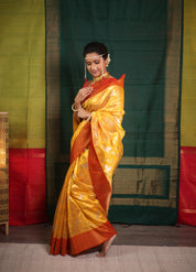Yellow Zall Work Pattu Chanderi Silk Saree - SRYZWPCSS446