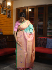 Pastel Turquoise Gadwal Silk Saree - SRPTGSS413