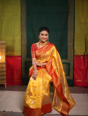 Yellow Zall Work Pattu Chanderi Silk Saree - SRYZWPCSS446