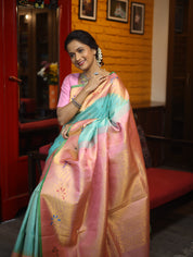 Pastel Turquoise Gadwal Silk Saree - SRPTGSS413