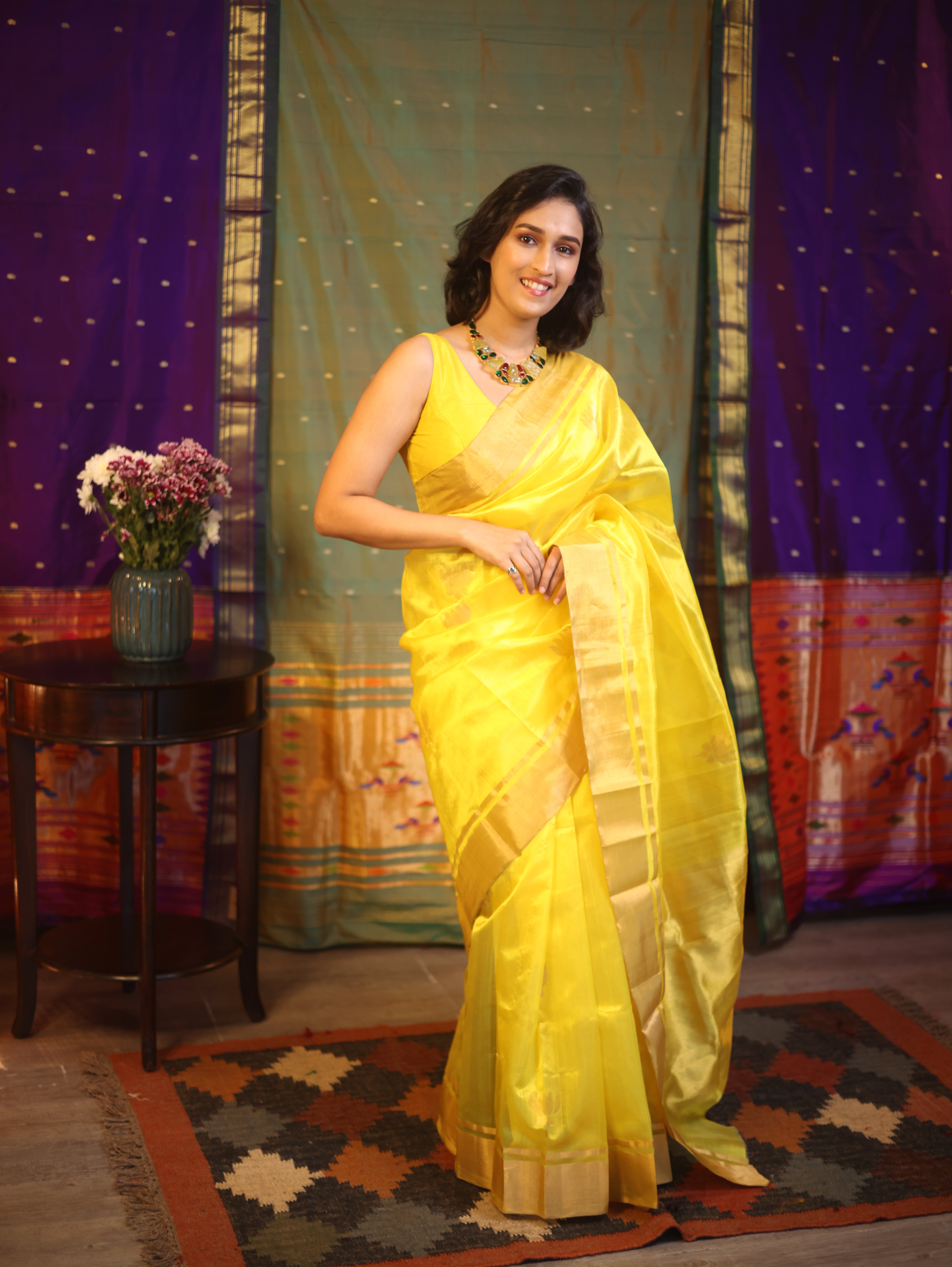 Yellow Chanderi Silk Saree - SRYCSS338